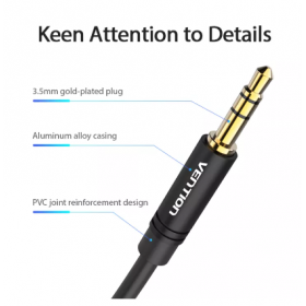 Vention Cáp kết nối âm thanh Aux 3.5mm Jack Audio 3.5mm Speaker Cable dài 1M Vention Cáp kết nối âm thanh Aux 3.5mm Jack Audio 3.5mm Speaker Cable dài 1M