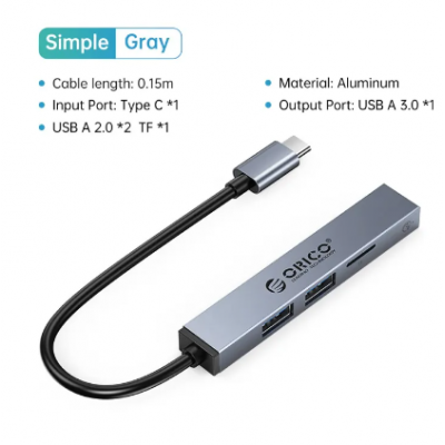 ORICO Bộ Chia Cổng Type C ra USB 3.0 Đầu Đọc SD TF