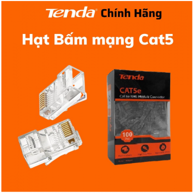 Hạt mạng Tenda Cat5E TEH5E010, RJ45 Đồng, 100c/Hộp, Hãng