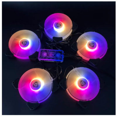 Bộ 5 Quạt Tản Nhiệt Fan Led Y1 Led RGB 12cm, đồng bộ màu với bộ Hub quạt Coolmoon Tomato Xigmatek