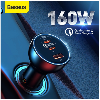 Tẩu sạc nhanh cho xe hơi 160W Baseus QC 5.0, có thể sạc cho laptop