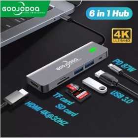 GOOJODOQ Bộ chuyển đổi USB Type C 6 Trong 1 Hub 6 Cổng PD 87W Sạc 2 Cổng USB 3.0 4K HD Thẻ TF Thẻ Nhớ SD, đầu cuối HDMI GOOJODOQ Bộ chuyển đổi USB Type C 6 Trong 1 Hub 6 Cổng PD 87W Sạc 2 Cổng USB 3.0 4K HD Thẻ TF Thẻ Nhớ SD, đầu cuối HDMI