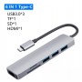 GOOJODOQ Bộ chuyển đổi USB Type C 6 Trong 1 Hub 6 Cổng PD 87W Sạc 2 Cổng USB 3.0 4K HD Thẻ TF Thẻ Nhớ SD, đầu cuối HDMI