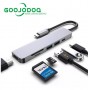 GOOJODOQ Bộ chuyển đổi USB Type C 6 Trong 1 Hub 6 Cổng PD 87W Sạc 2 Cổng USB 3.0 4K HD Thẻ TF Thẻ Nhớ SD, đầu cuối HDMI